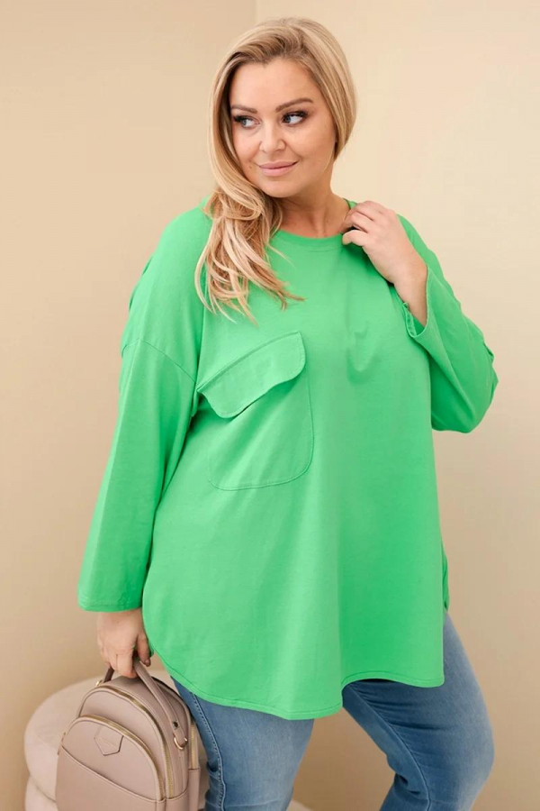 Bavlnená oversize blúzka s náprsným vreckom model 25210 